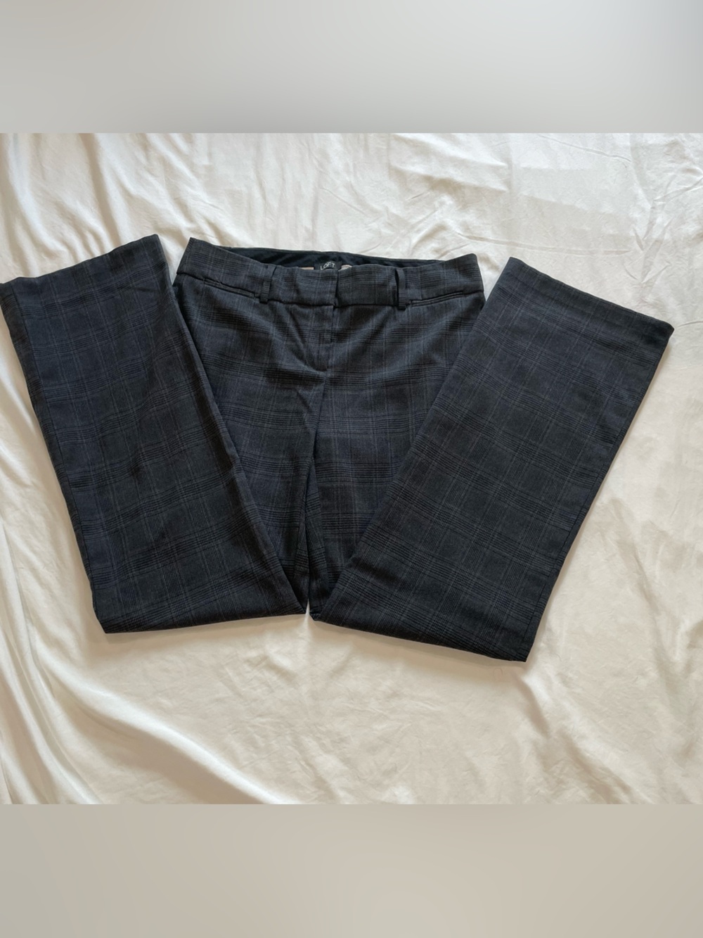 LOFT Black Plaid Trousers Marissa Dress Pants